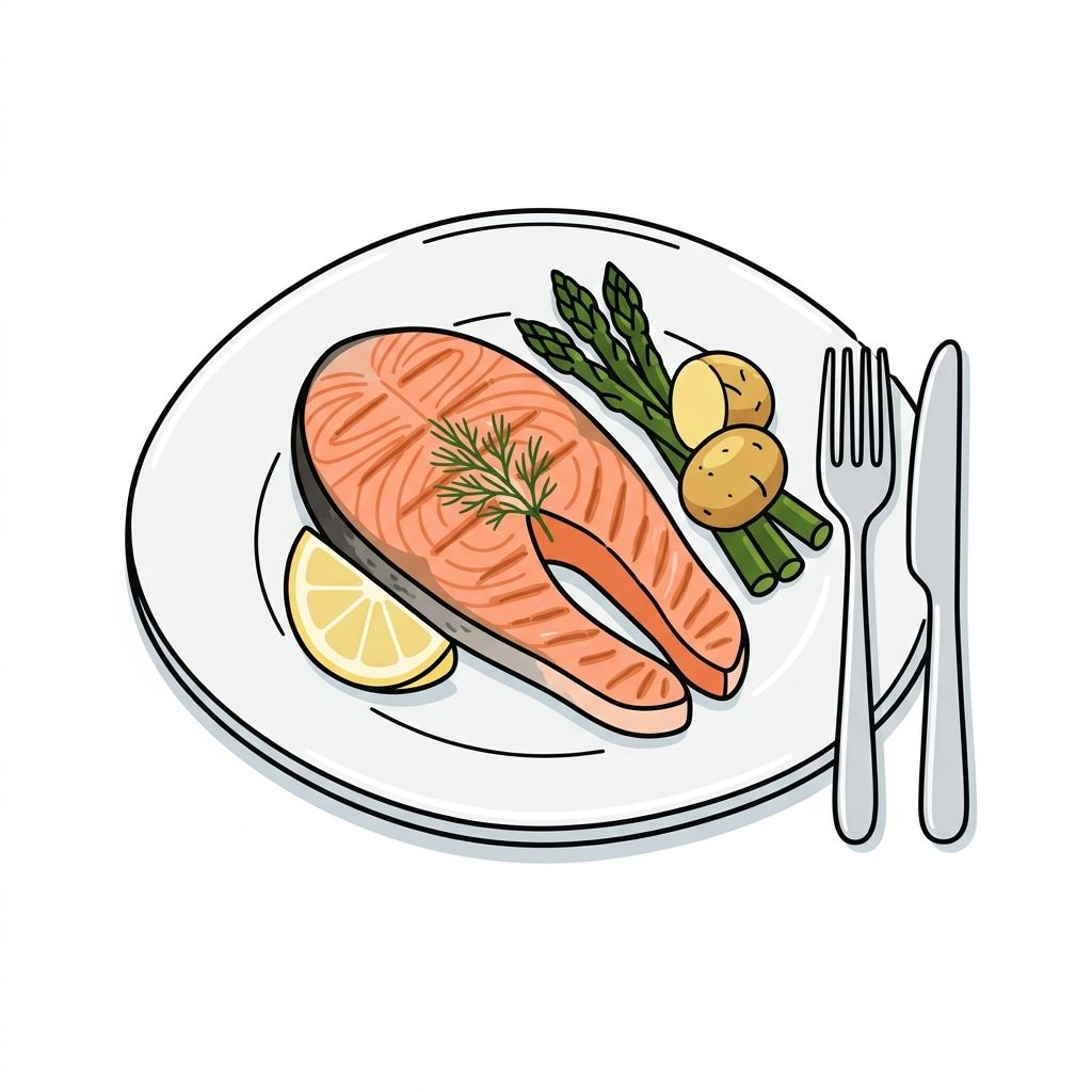 AI mnemonic illustration for the English word "salmon"