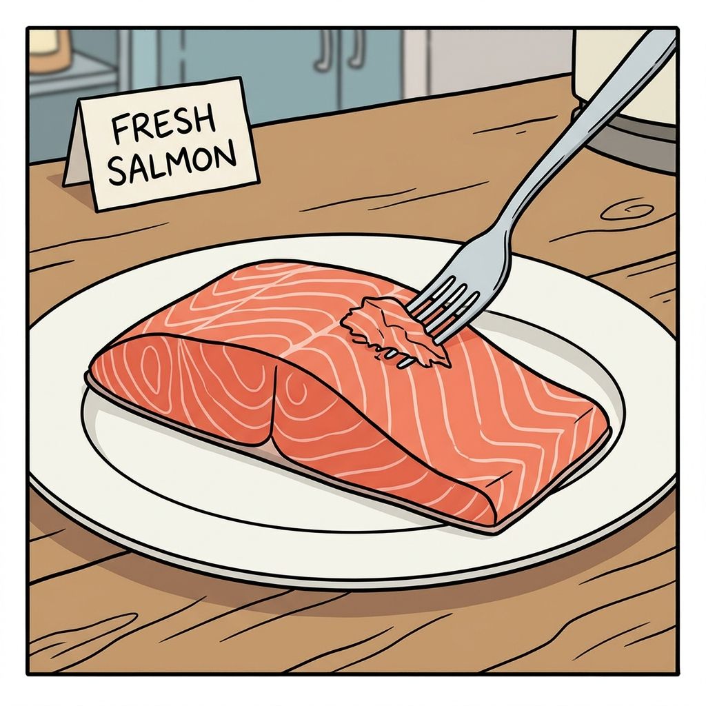 AI mnemonic illustration for the English word "salmon"