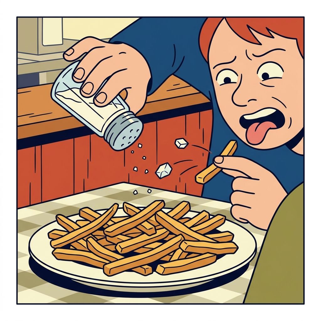 AI mnemonic illustration for the English word "salty"
