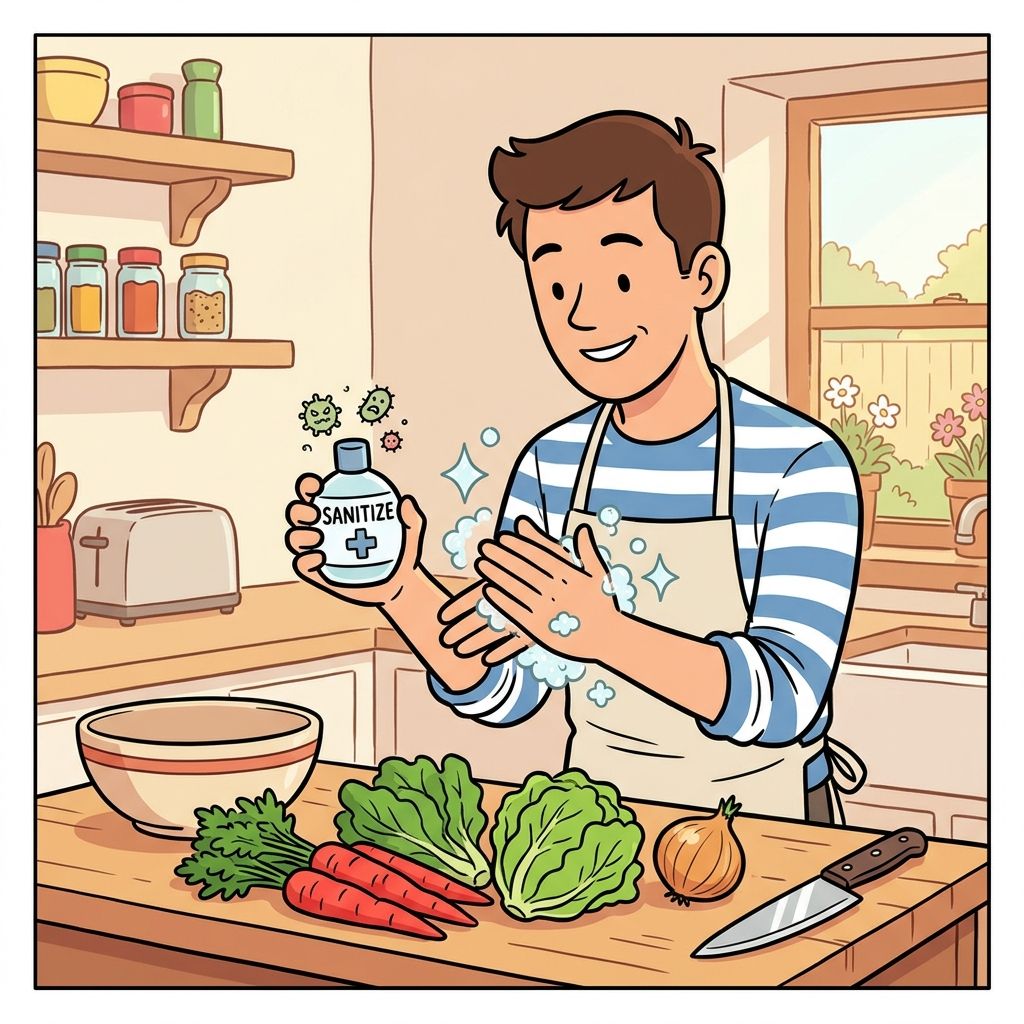 AI mnemonic illustration for the English word "sanitize"