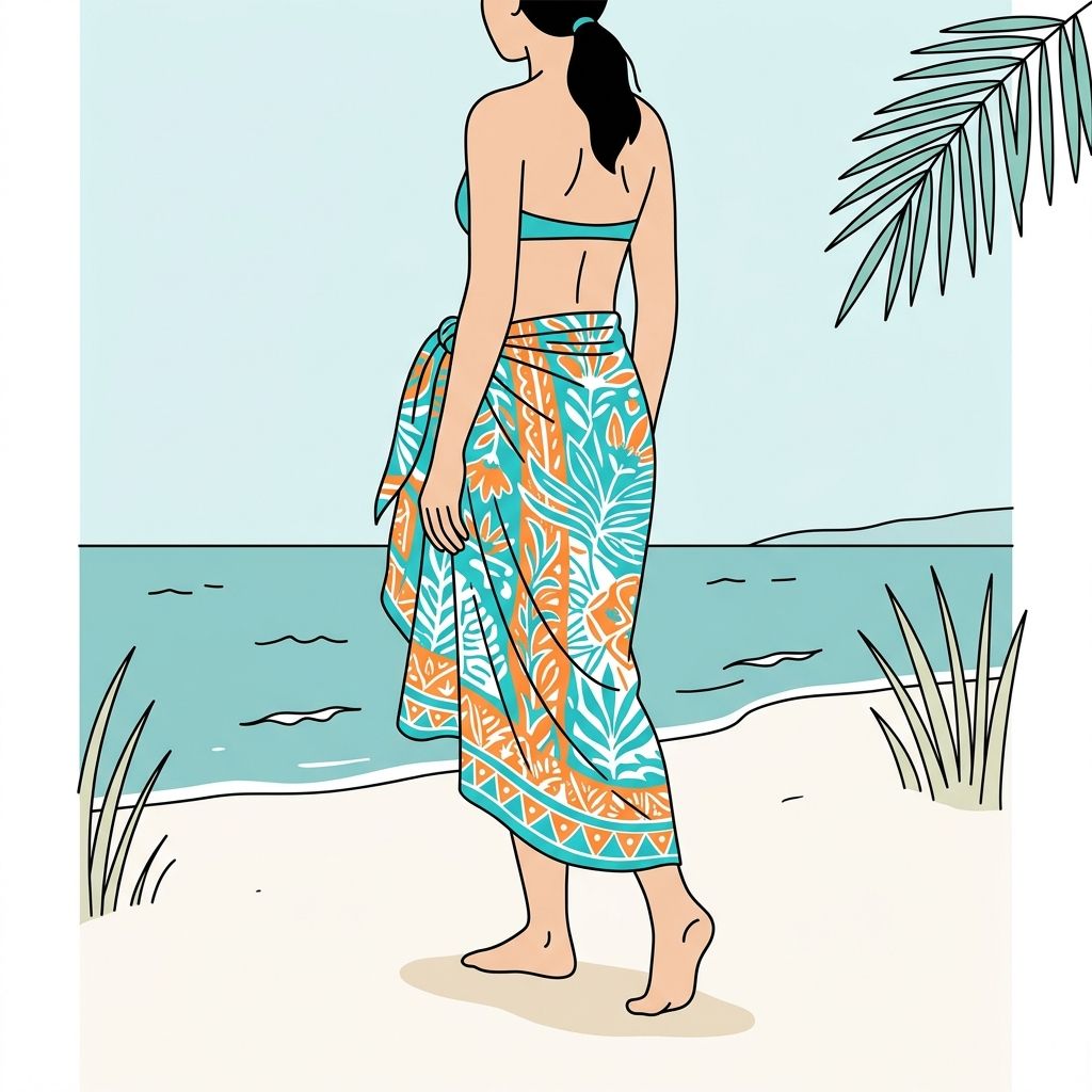AI mnemonic illustration for the English word "sarong"