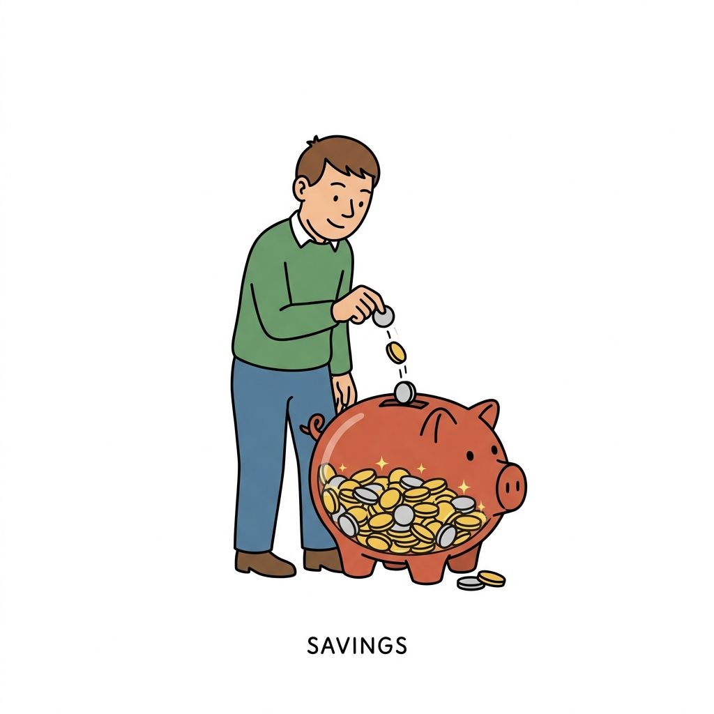 AI mnemonic illustration for the English word "savings"
