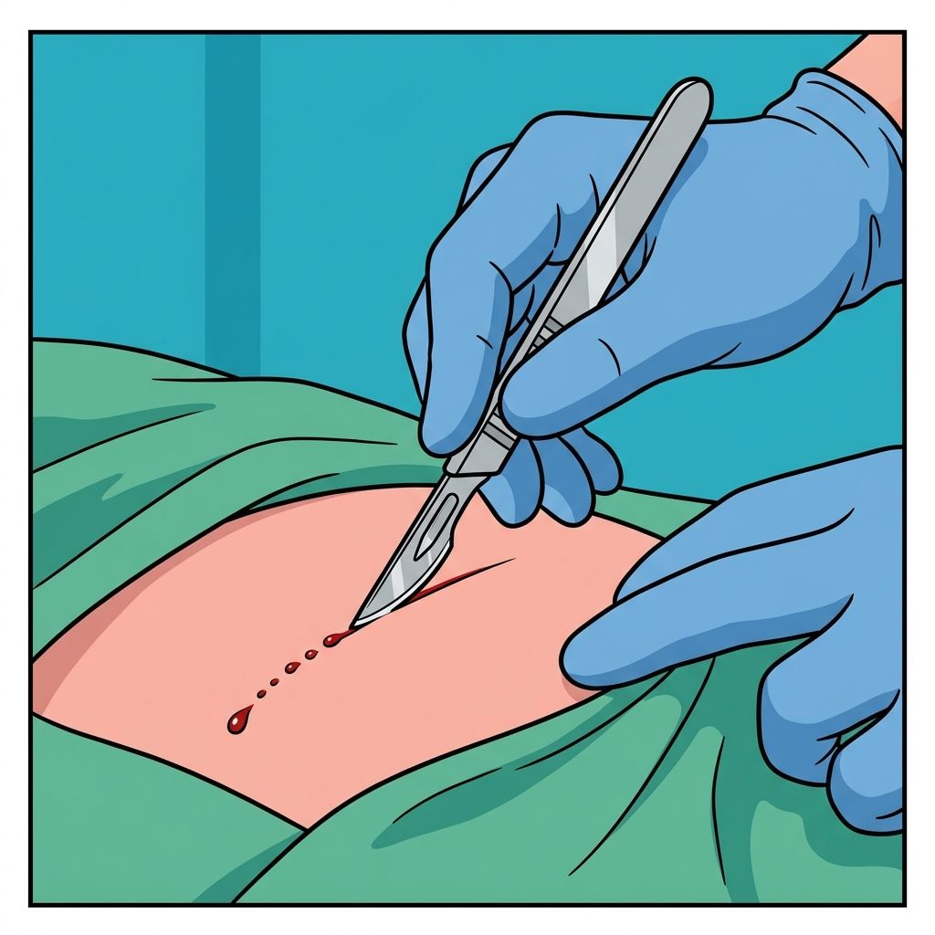 AI mnemonic illustration for the English word "scalpel"