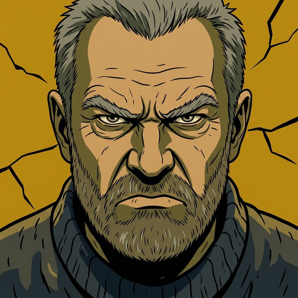 AI mnemonic illustration for the English word "scowl"