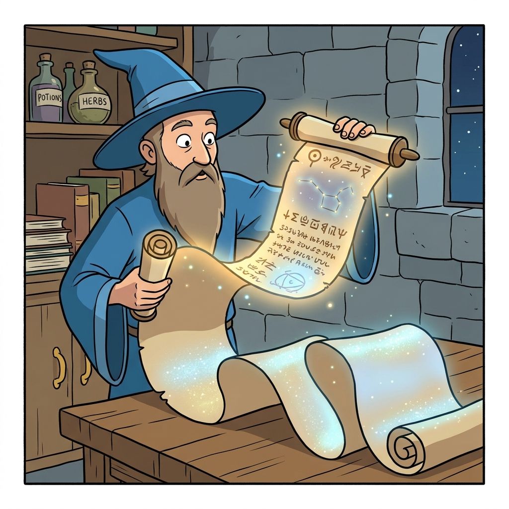AI mnemonic illustration for the English word "scroll"