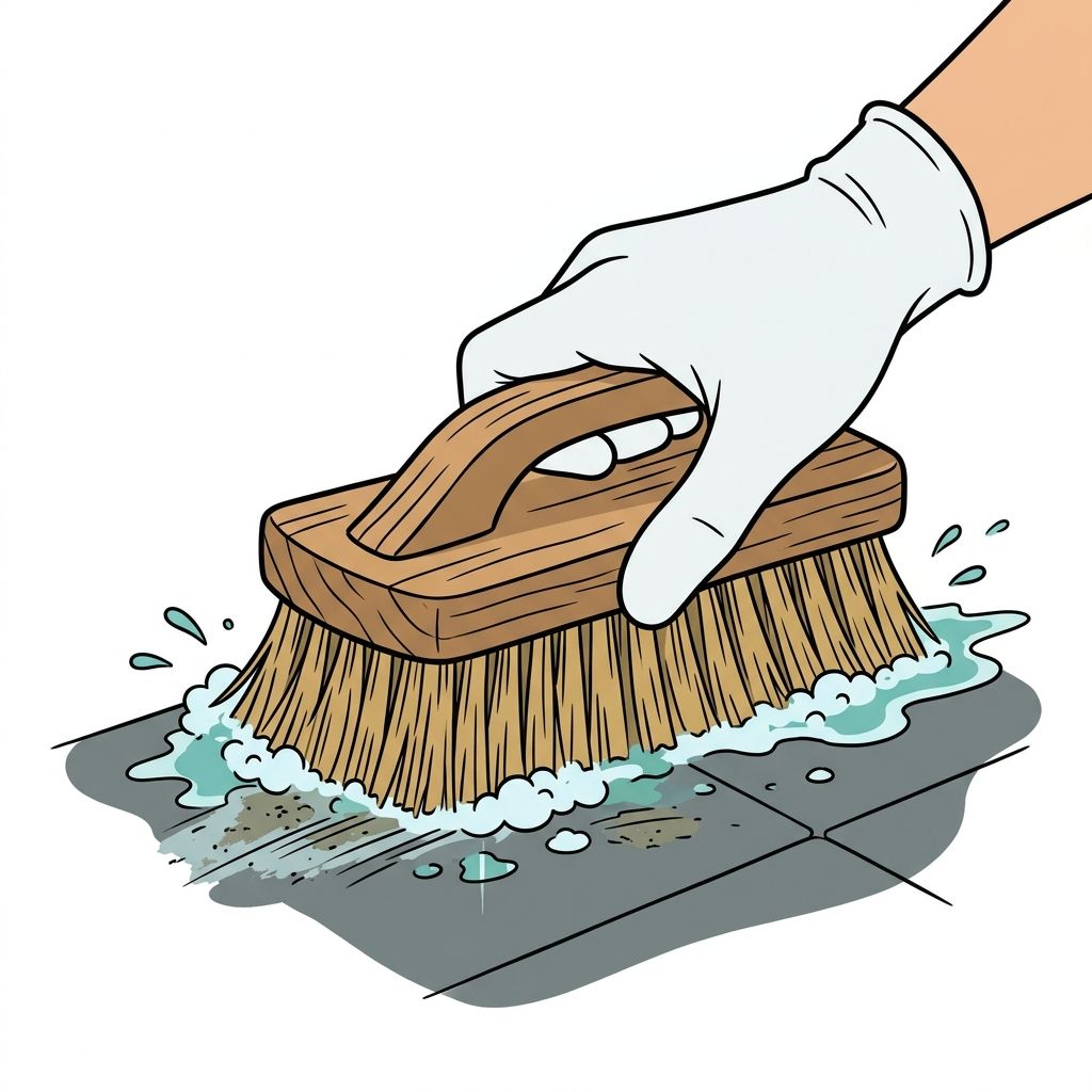 AI mnemonic illustration for the English word "scrub brush"