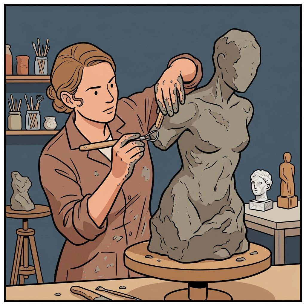 AI mnemonic illustration for the English word "sculpting"