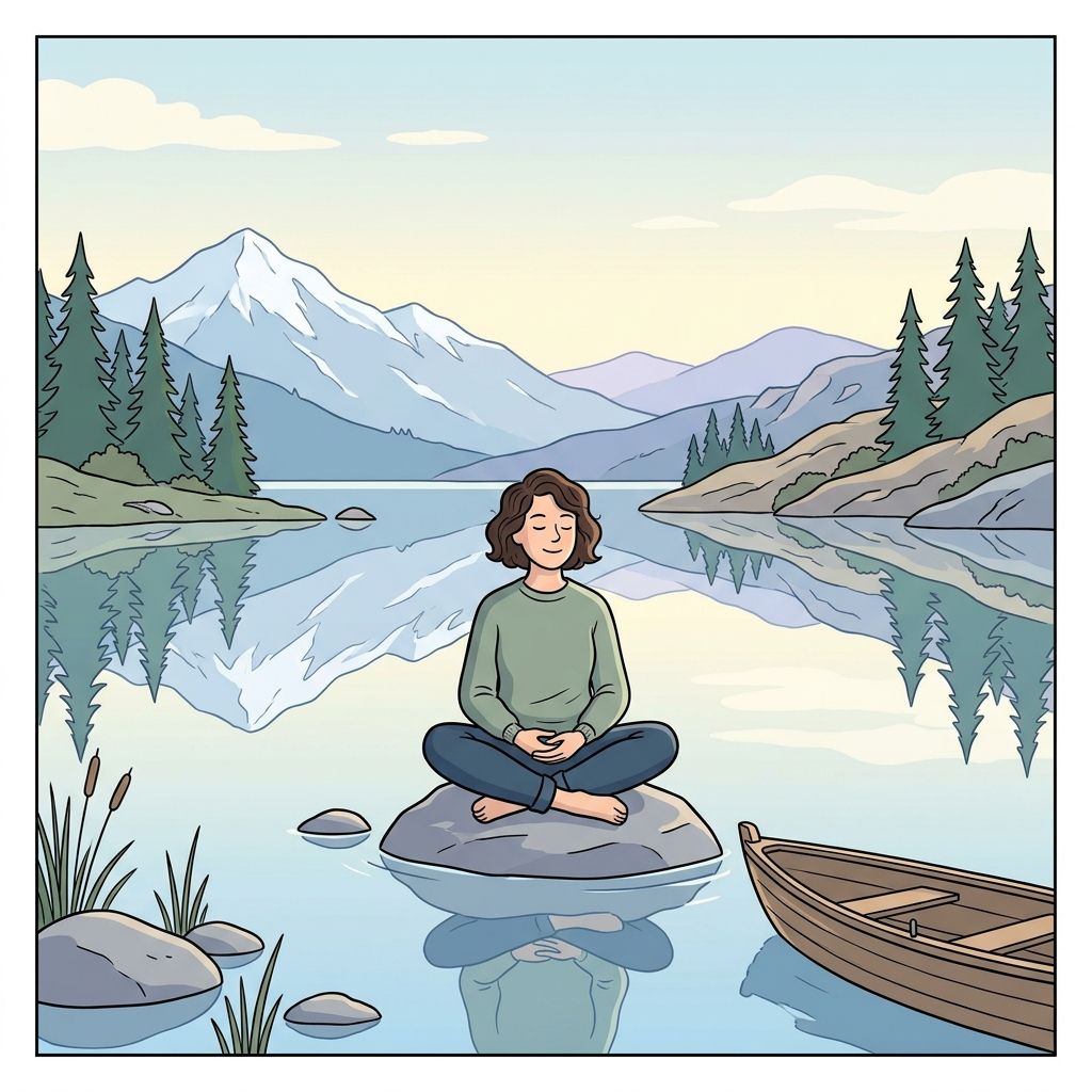 AI mnemonic illustration for the English word "serene"