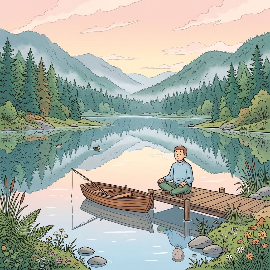 AI mnemonic illustration for the English word "Serenity"