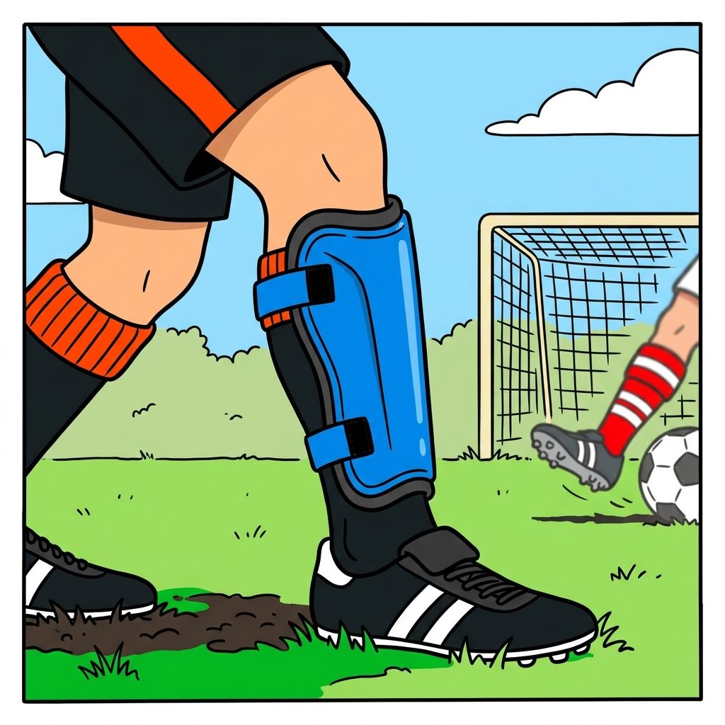 AI mnemonic illustration for the English word "shin guard"