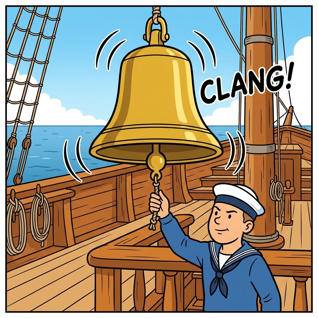 AI mnemonic illustration for the English word "ship's bell"