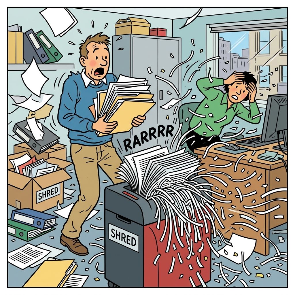 AI mnemonic illustration for the English word "shredder"