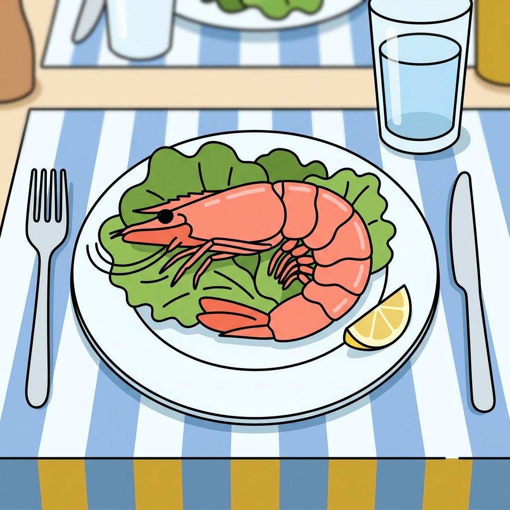 AI mnemonic illustration for the English word "shrimp"