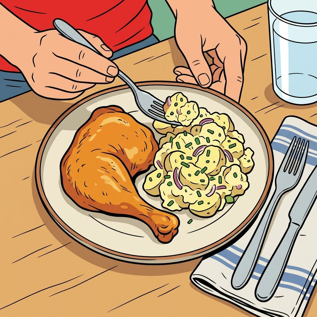 AI mnemonic illustration for the English word "side dish"