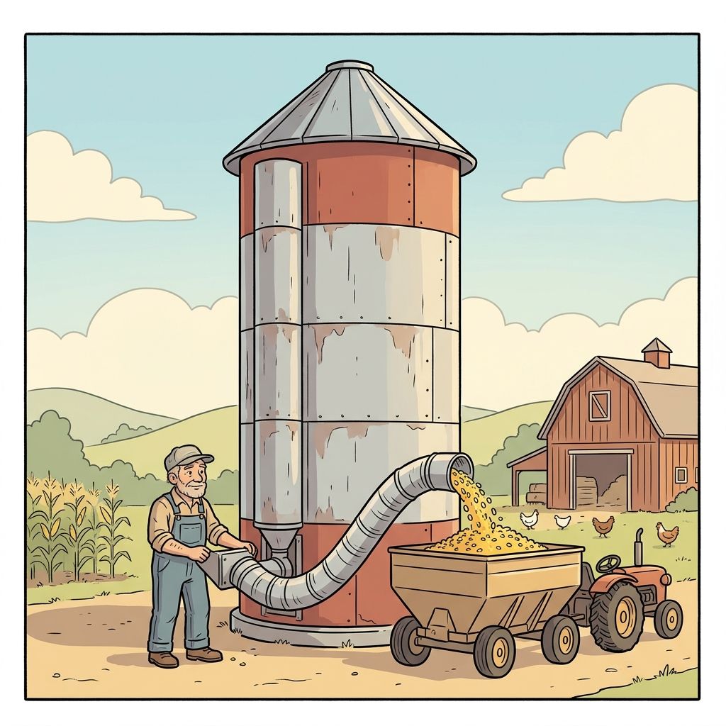 AI mnemonic illustration for the English word "silo"