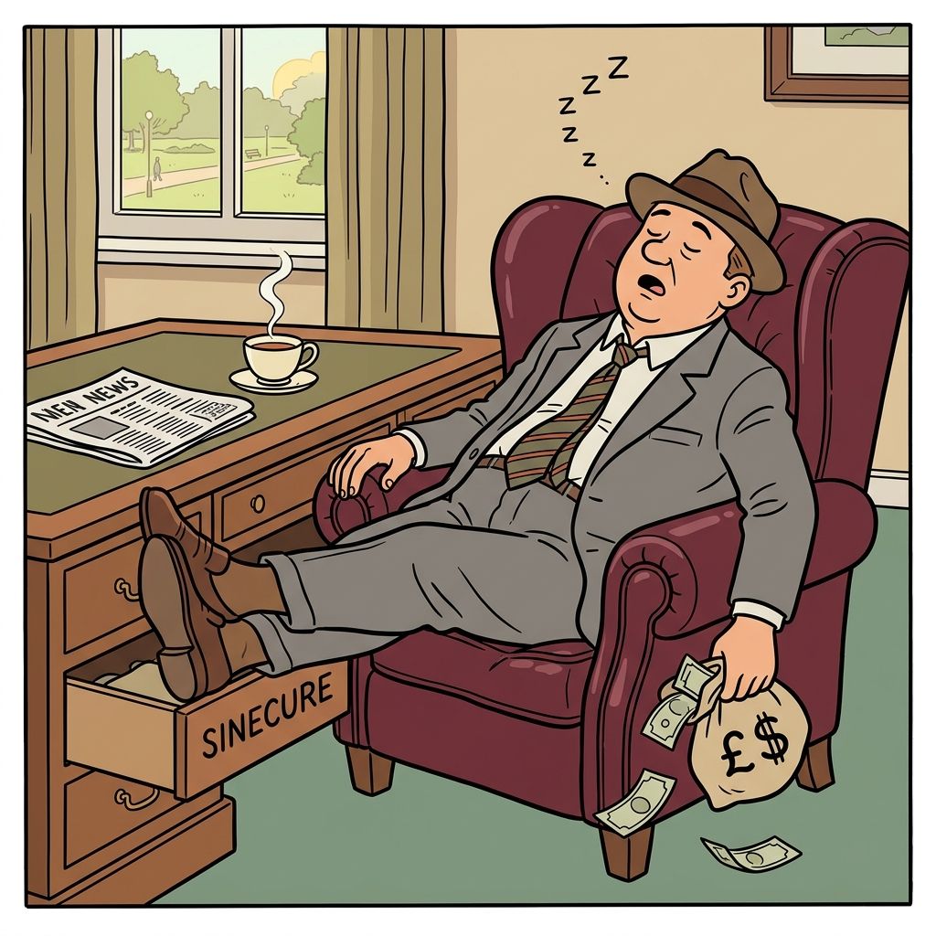 AI mnemonic illustration for the English word "sinecure"