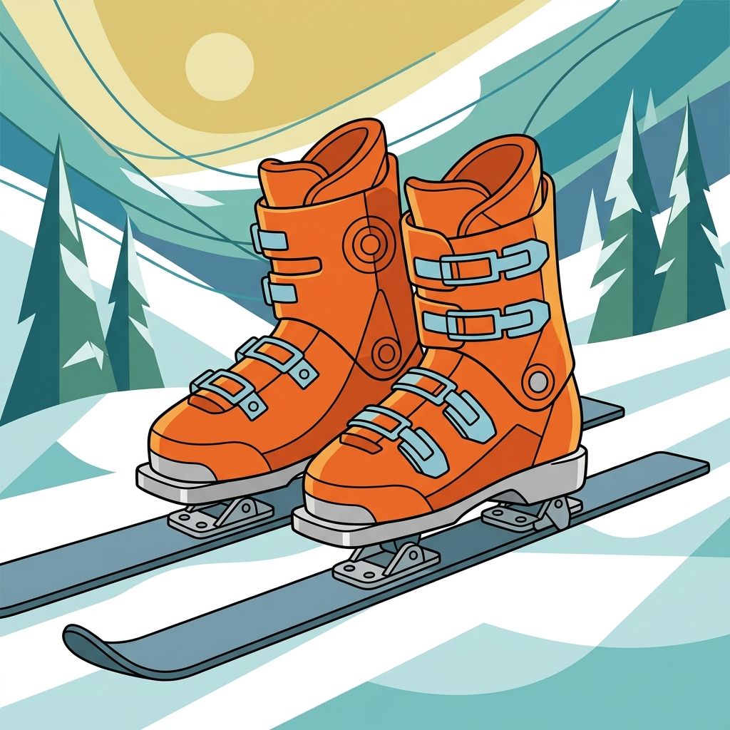 AI mnemonic illustration for the English word "ski boots"