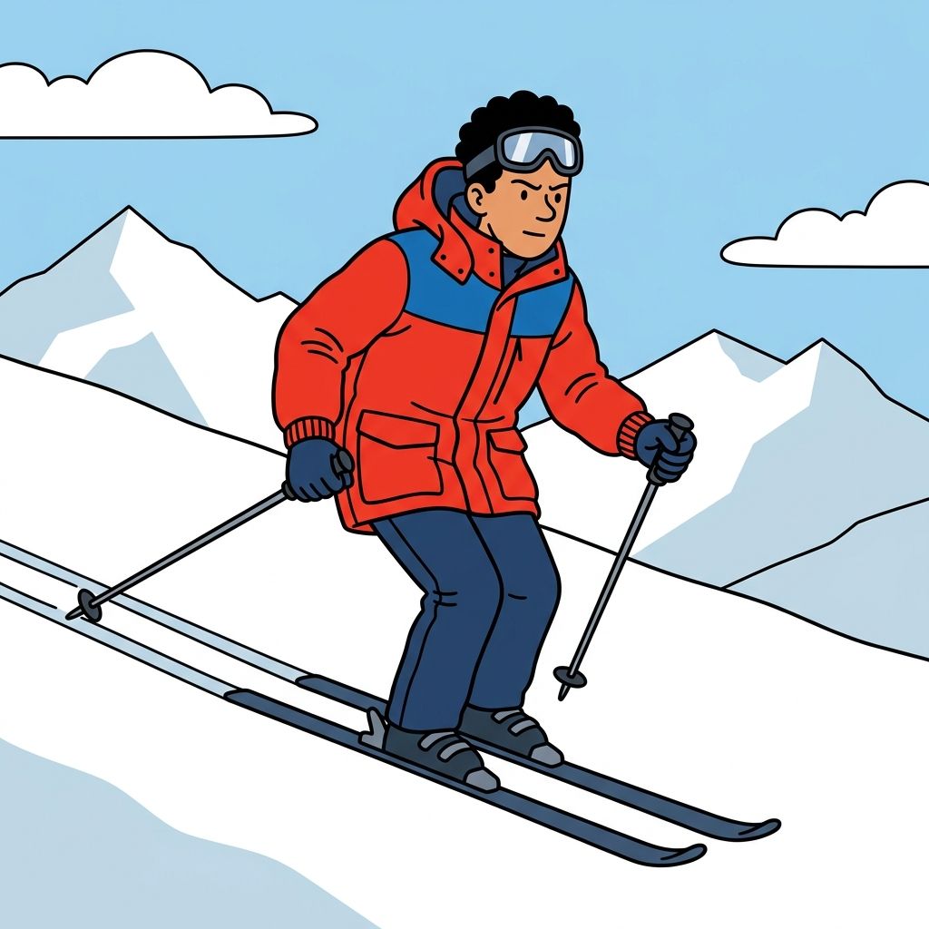 AI mnemonic illustration for the English word "ski jacket"