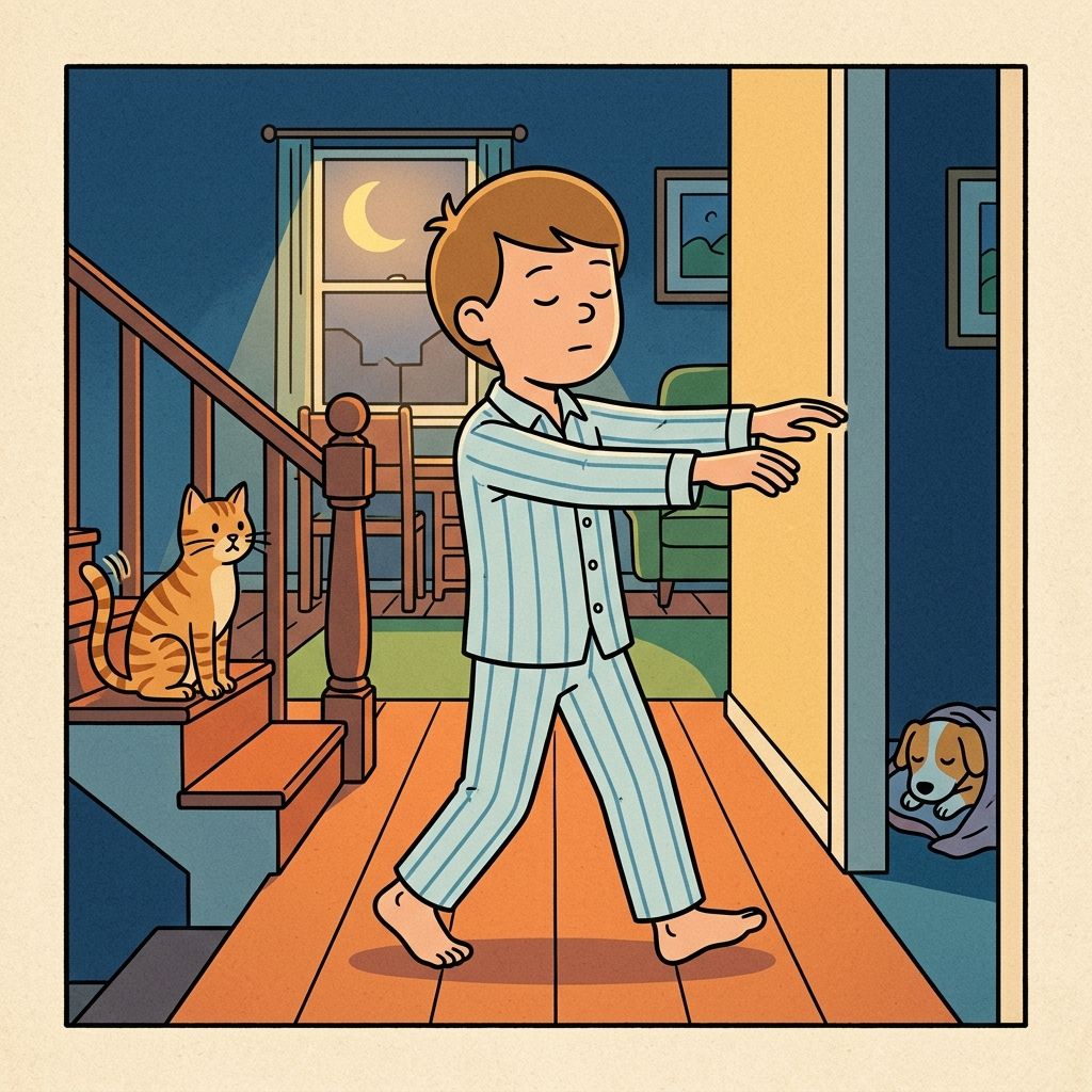 AI mnemonic illustration for the English word "sleepwalker"