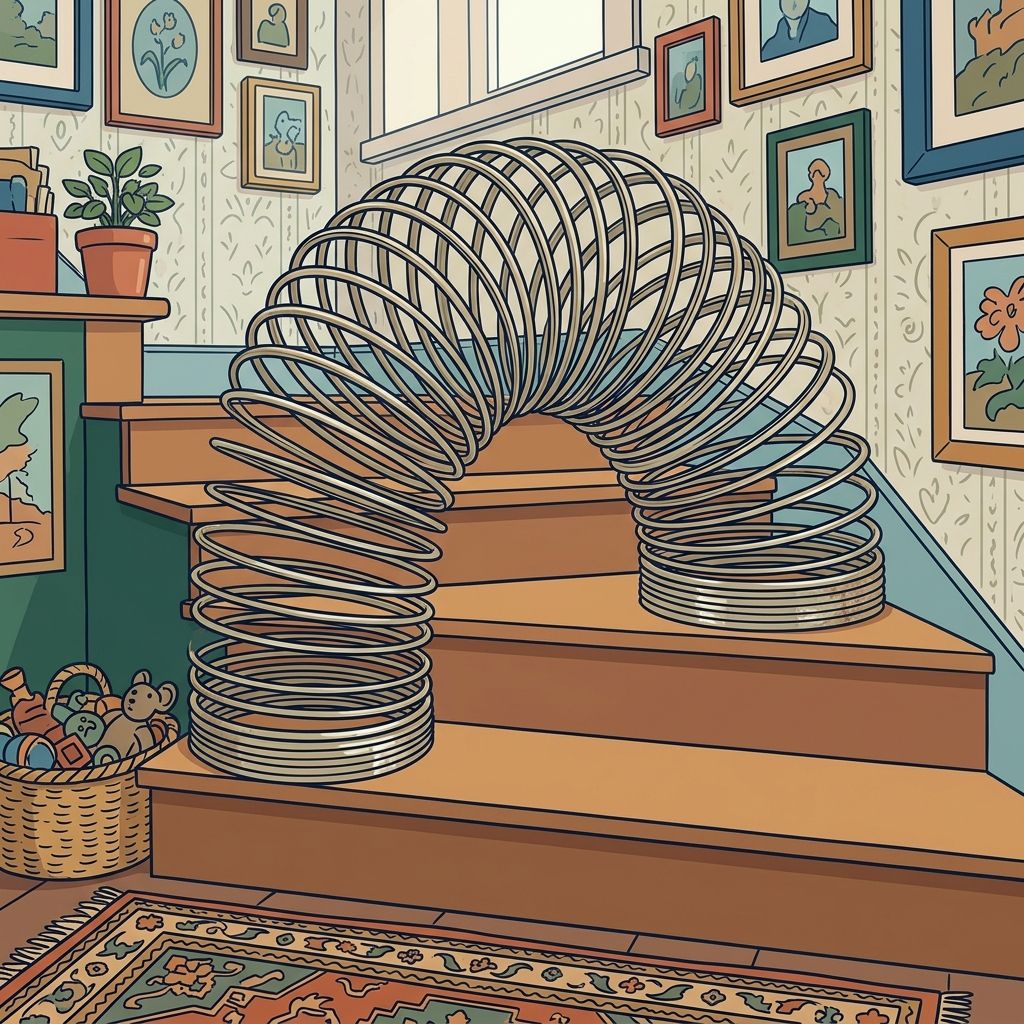 AI mnemonic illustration for the English word "slinky"