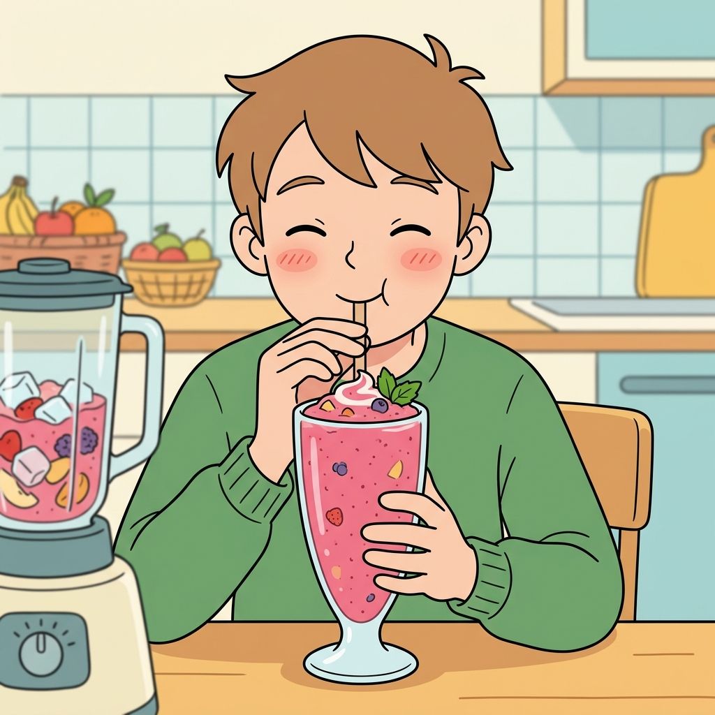 AI mnemonic illustration for the English word "smoothie"