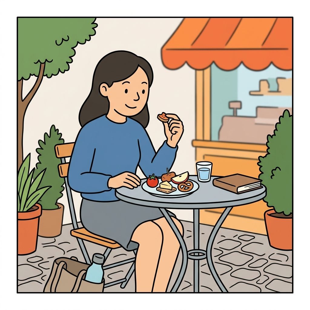 AI mnemonic illustration for the English word "snack"