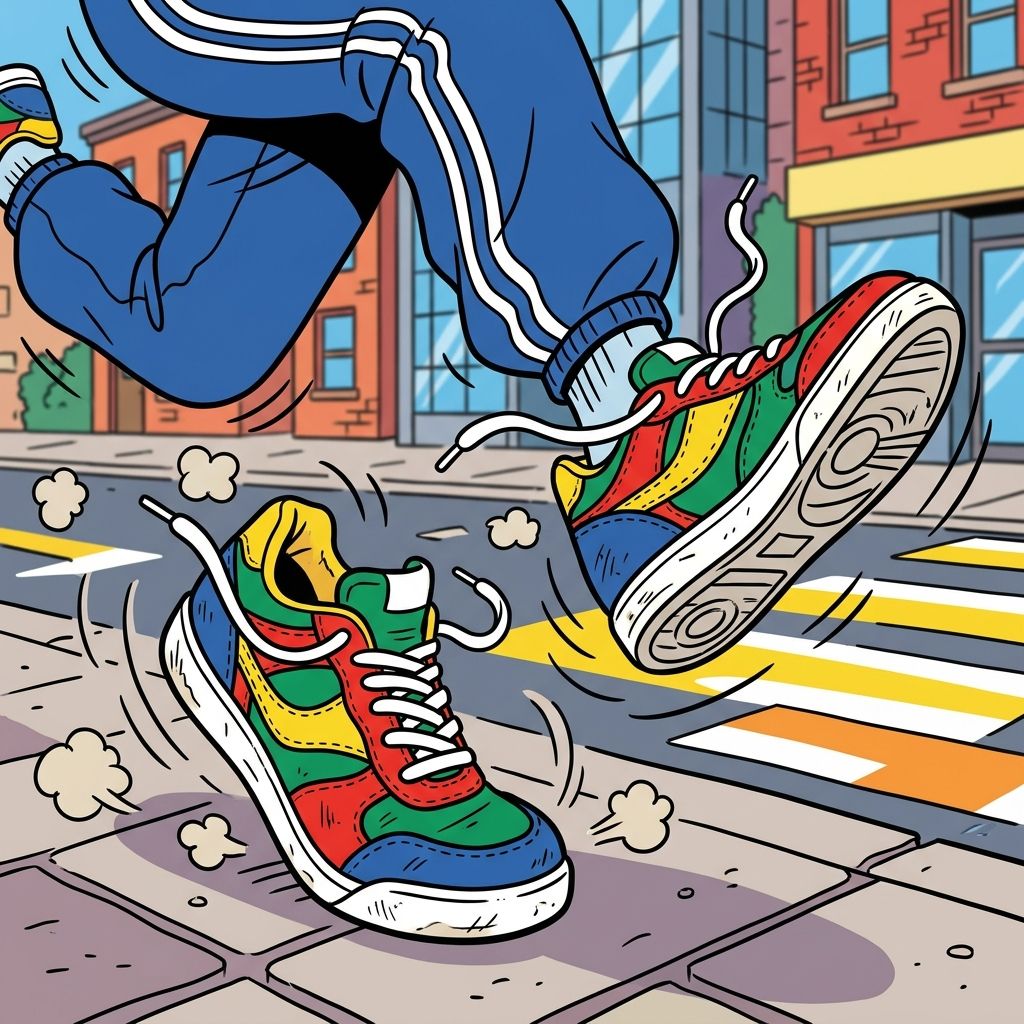 AI mnemonic illustration for the English word "sneakers"
