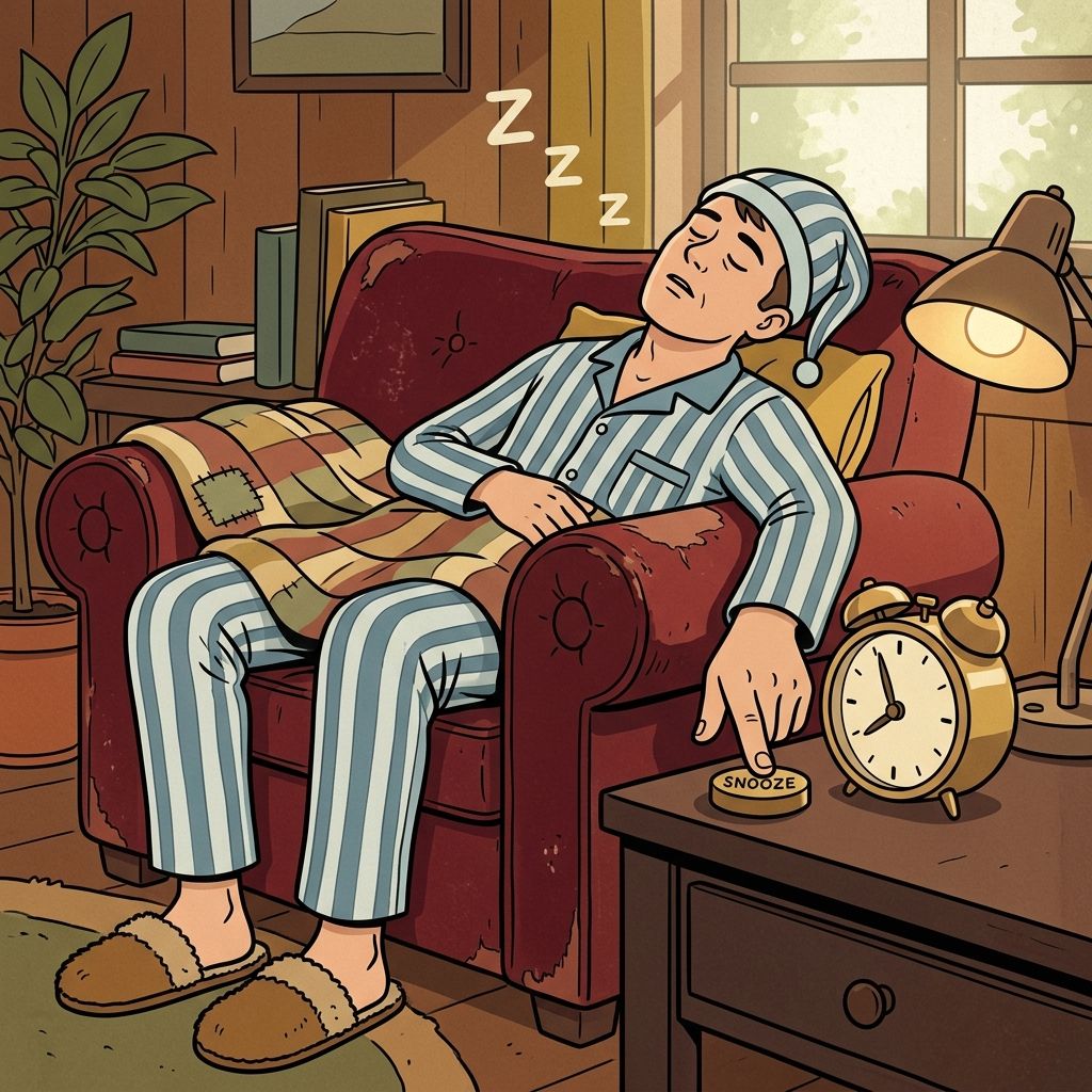 AI mnemonic illustration for the English word "snooze"