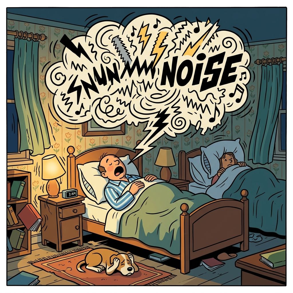 AI mnemonic illustration for the English word "snoring"