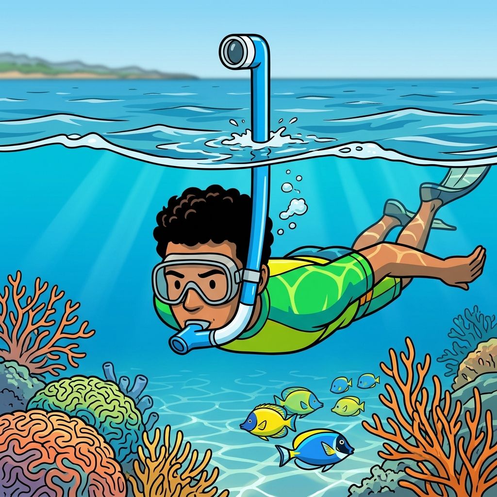 AI mnemonic illustration for the English word "snorkel"