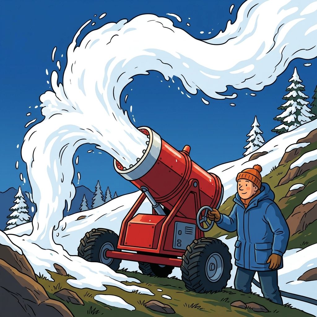 AI mnemonic illustration for the English word "snow cannon"