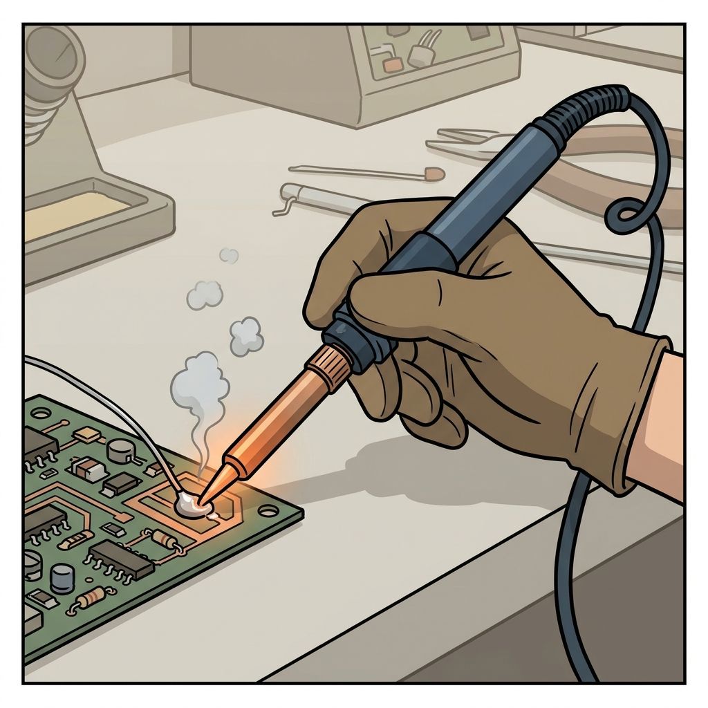 AI mnemonic illustration for the English word "soldering iron"
