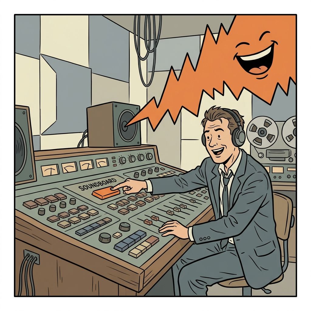 AI mnemonic illustration for the English word "soundboard"