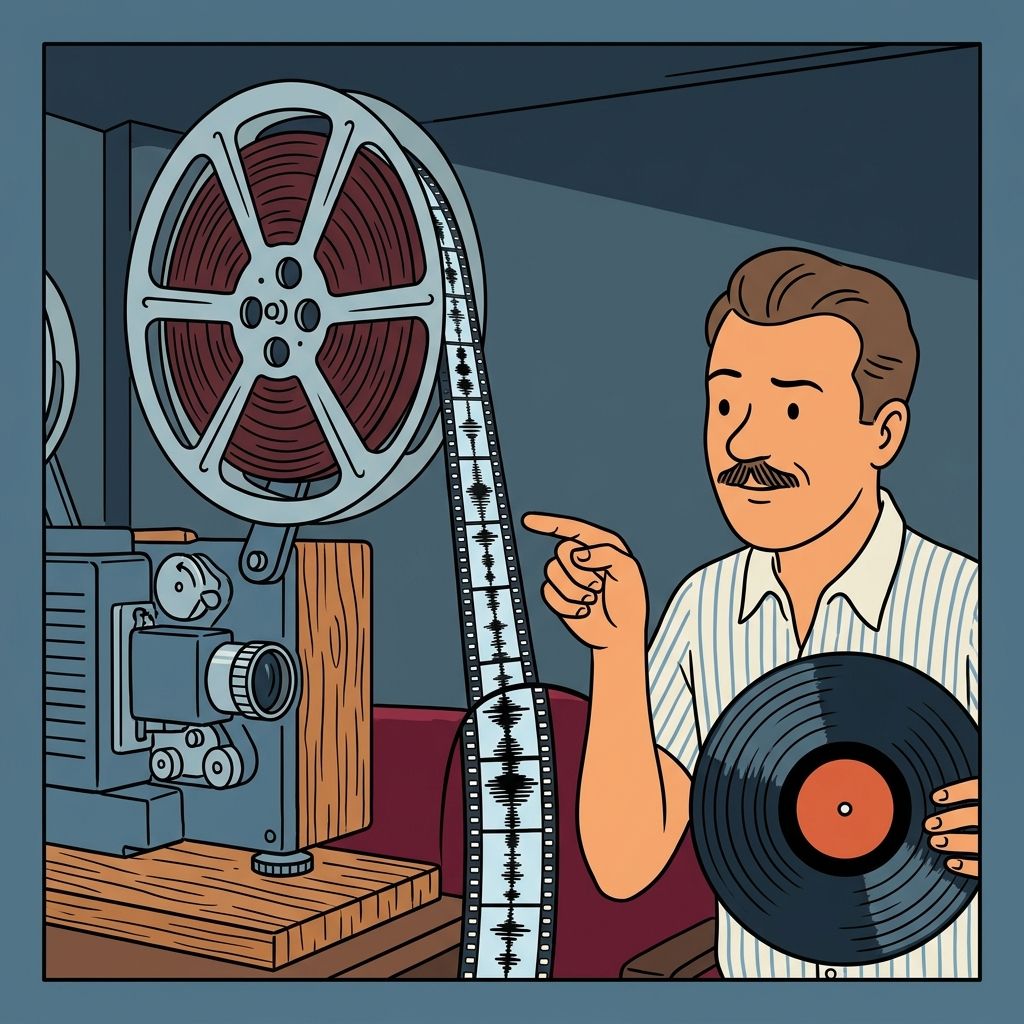 AI mnemonic illustration for the English word "soundtrack"