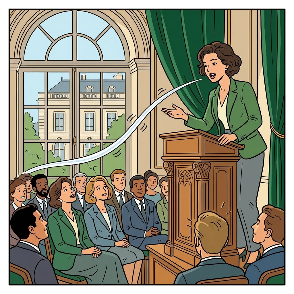 AI mnemonic illustration for the English word "speak"