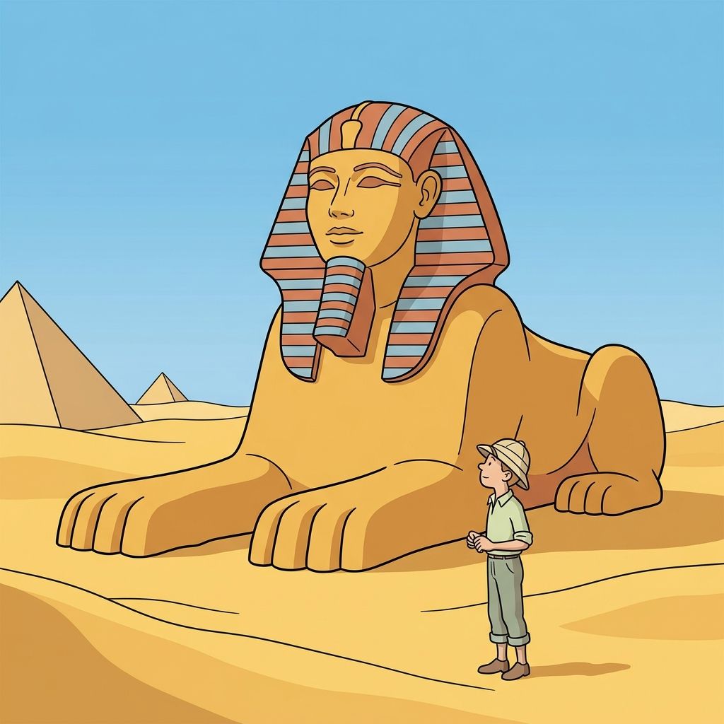 AI mnemonic illustration for the English word "sphinx"