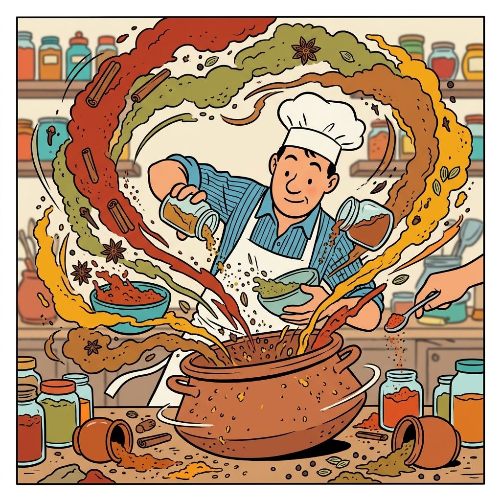AI mnemonic illustration for the English word "spices"