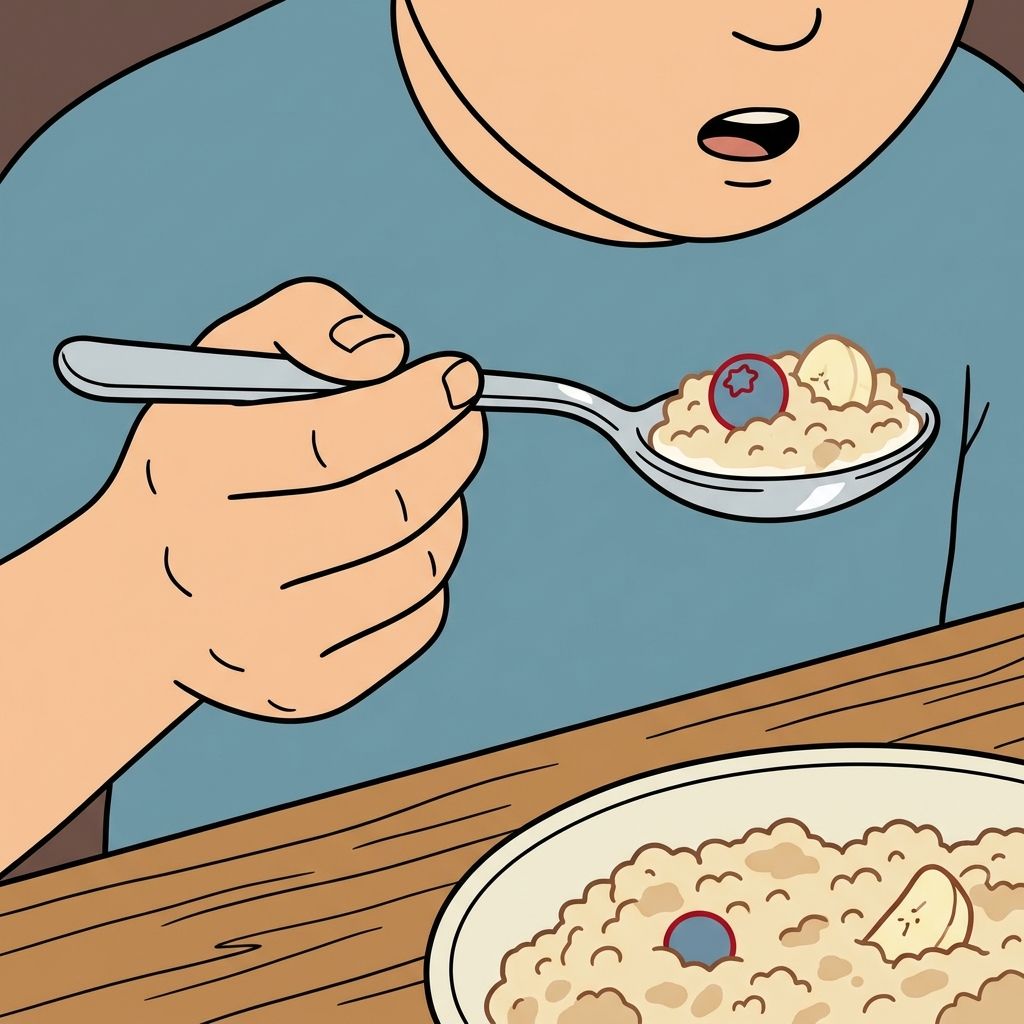 AI mnemonic illustration for the English word "spoon"