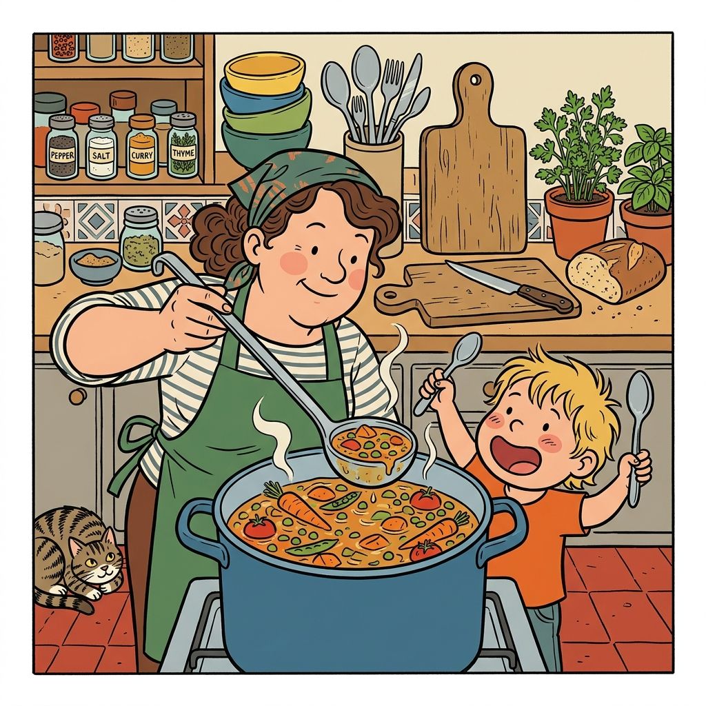 AI mnemonic illustration for the English word "spoon"