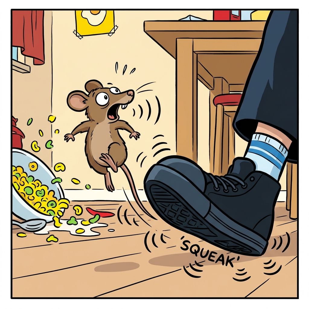 AI mnemonic illustration for the English word "squeak"