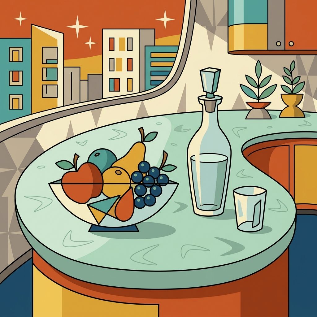 AI mnemonic illustration for the English word "still life"