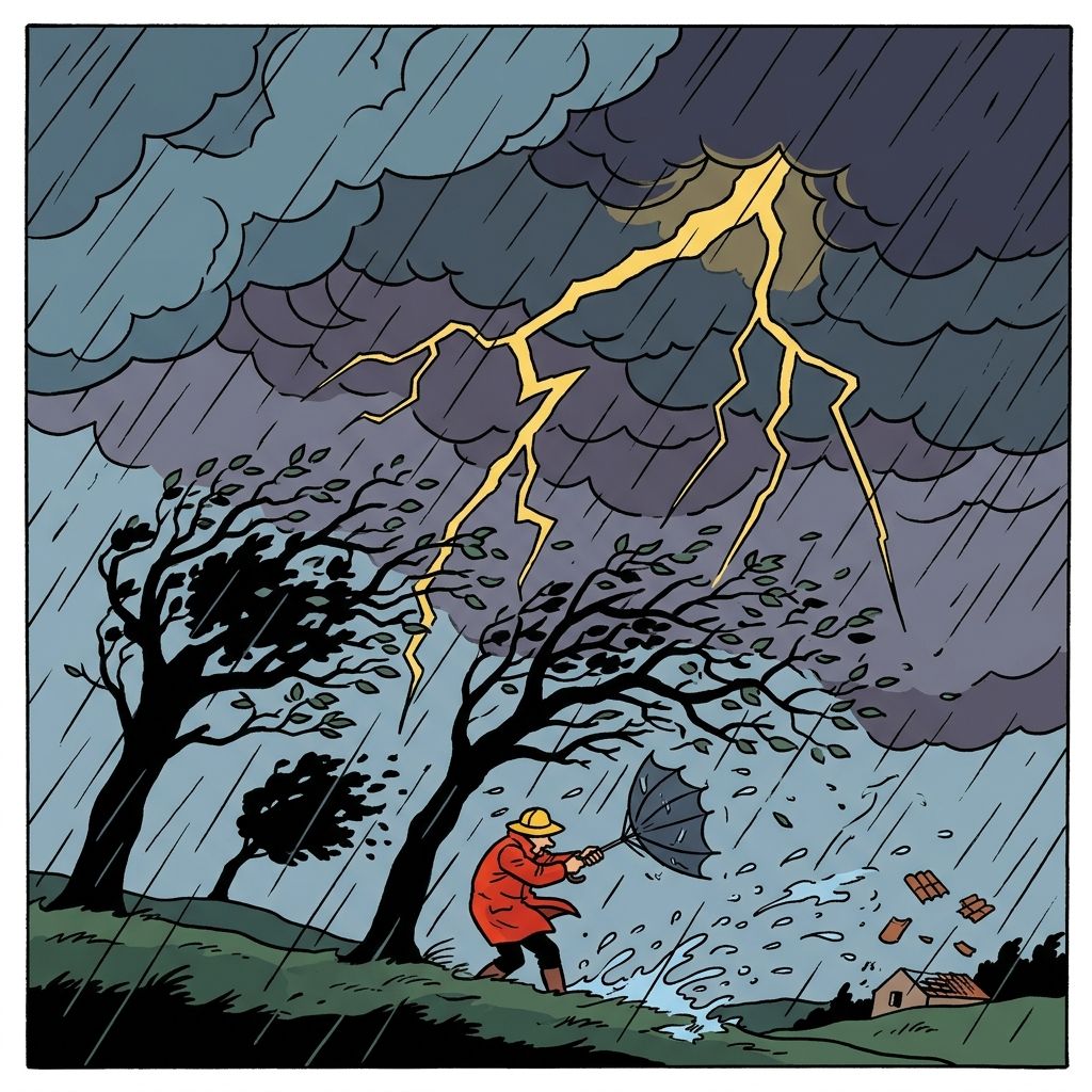 AI mnemonic illustration for the English word "storm"
