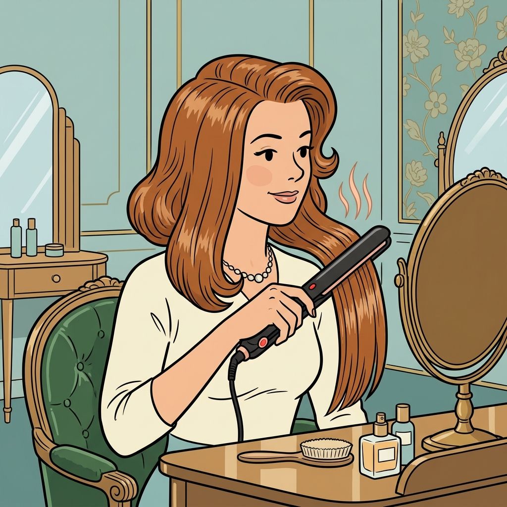 AI mnemonic illustration for the English word "straightener"