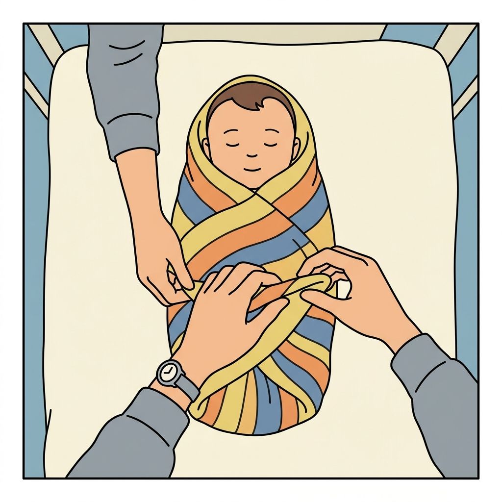 AI mnemonic illustration for the English word "swaddle"