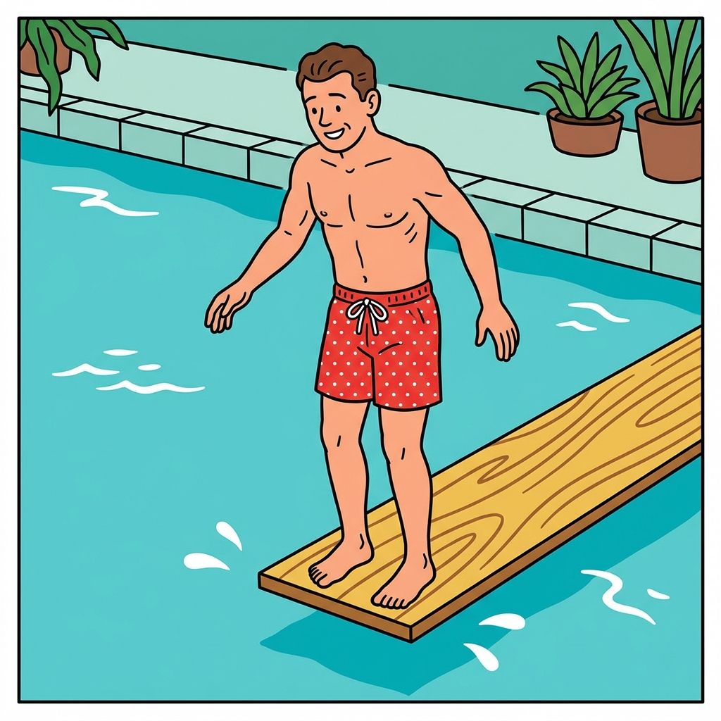 AI mnemonic illustration for the English word "swim trunks"