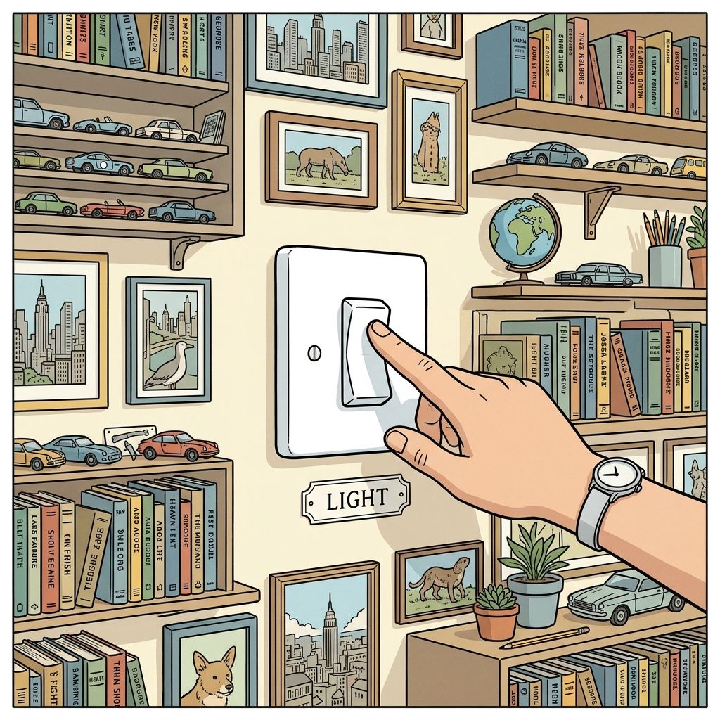 AI mnemonic illustration for the English word "switch"