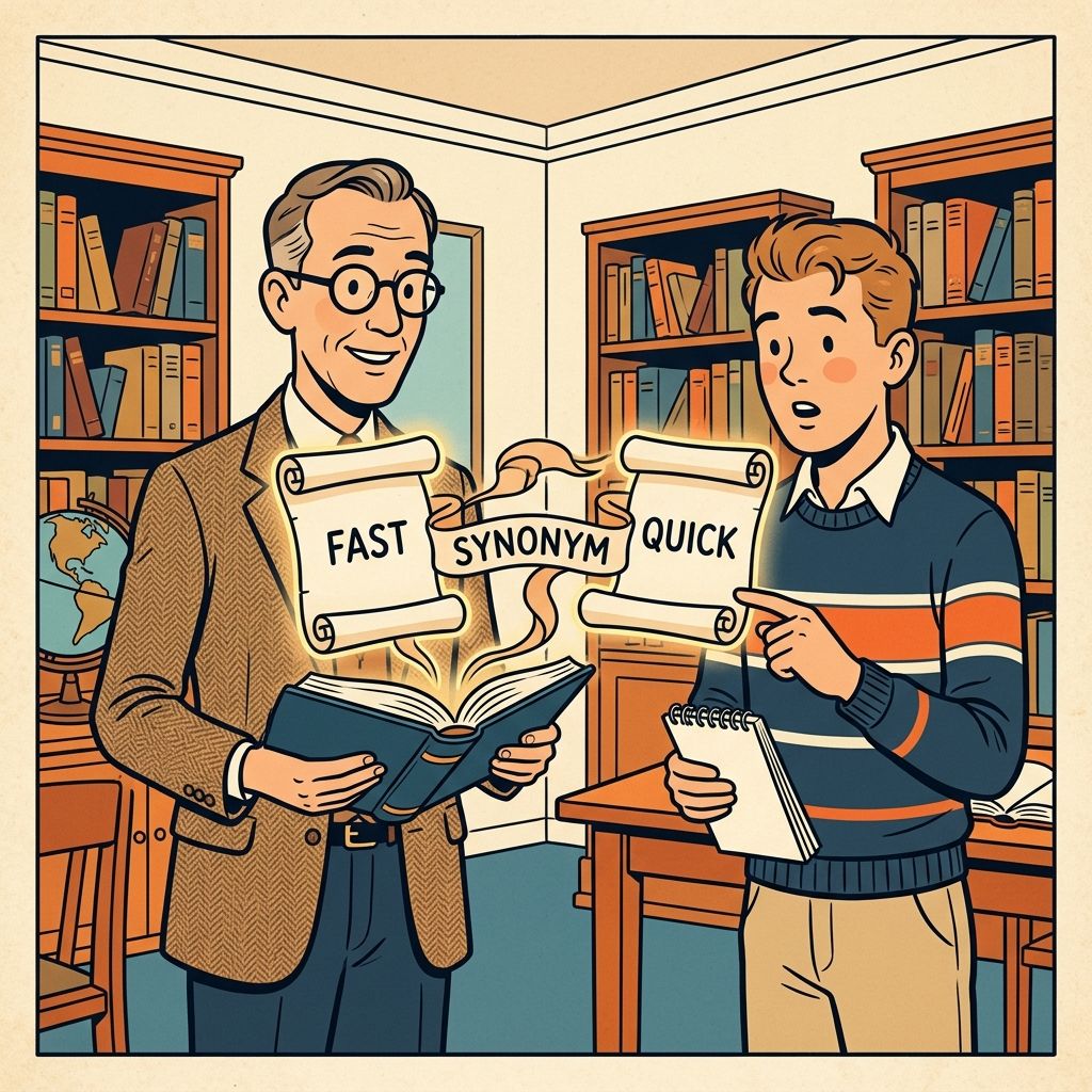 AI mnemonic illustration for the English word "synonym"