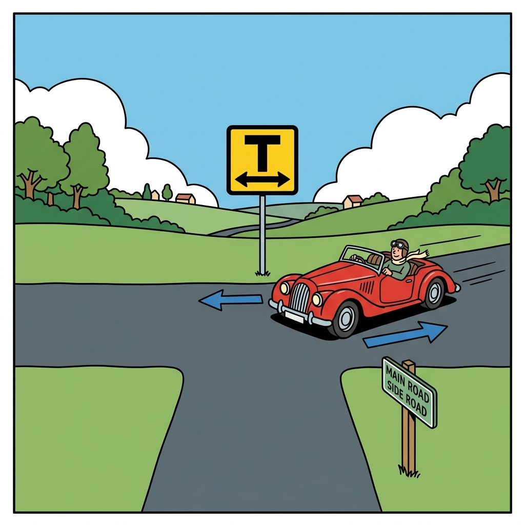 AI mnemonic illustration for the English word "T-junction"
