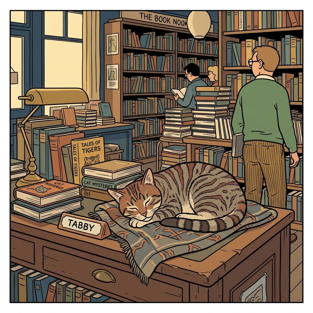 AI mnemonic illustration for the English word "tabby"
