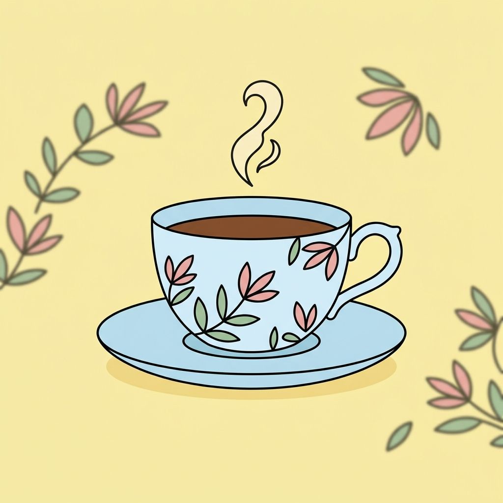 AI mnemonic illustration for the English word "tea cup"